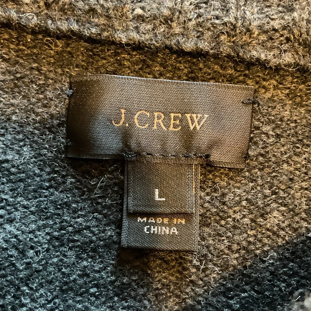 J. Crew 100% Lambswool Shawl Collar Pullover Sweater Dark Gray